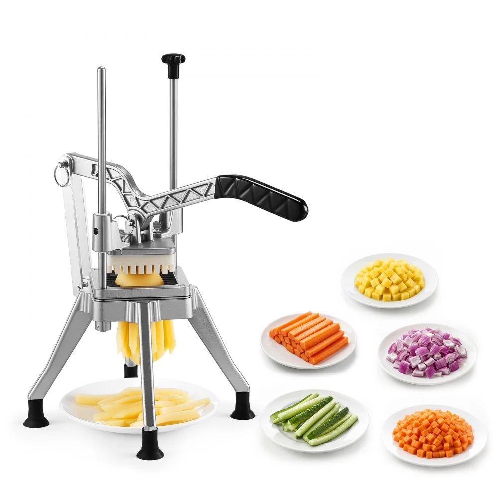 VEVOR French Fry Cutter, 1/4" Blade Commercial Potato Chopper, Lever-Action Vegetable Dicer with Ergonomic Handle, Stainless Steel Potato Slicer for Thin Cut Fries, Onion, Carrots, Bell Pepper