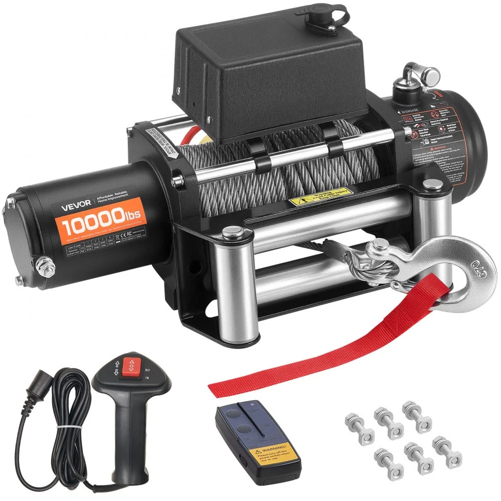 Summer Sale
VEVOR Electric Winch, 10000 lbs Load Capacity, 12V DC Truck Winch with Φ21/64 in x 65 ft Steel Rope, Wireless & Wired Remote Control, IP55 Waterproof for Towing SUV Jeep Trailer Boat Off-Road Vehicle
