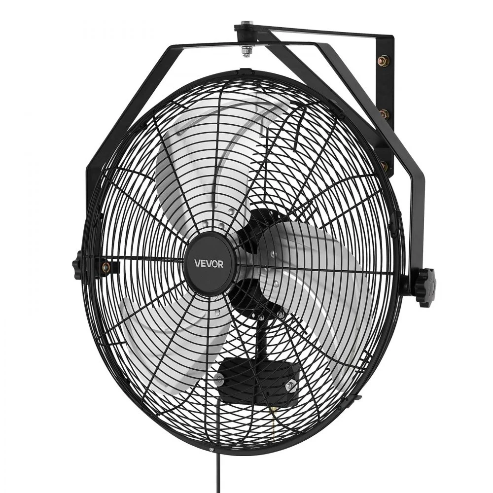 VEVOR Wall Mount Fan, 18 in Wall Mounted Hanging Fan with IP44-rated Protection, 3-Speed, Long Airflow Distance, Adjustable Rotation Angle, Powerful for Industry, Commercial, Garage, Workshop