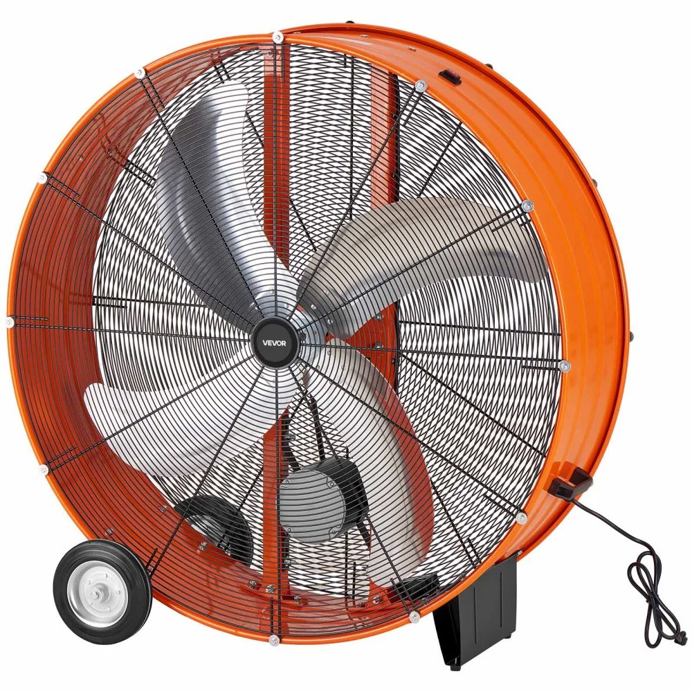 Summer Sale
VEVOR Industrial Shop Fan, 42 Inch Floor Drum Fan, High Velocity 16100 CFM, Heavy Duty Aluminum Blades, 2 Speeds, with Handle, Ideal for Commercial, Garage, Warehouse, Basement, Workshop, Factory