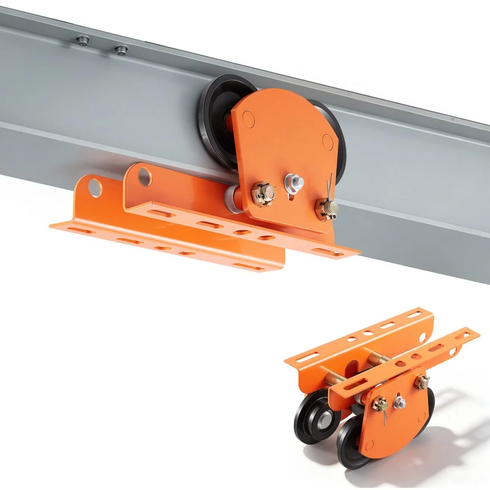 VEVOR Electric Hoist Manual Trolley, 2200 lbs/1 Ton Load for PA600 PA700 PA800 PA900 PA1000, Push Beam Trolley with Dual Wheels, 2.68"-4.33" Adjustable Beam Flange Width for Straight & Curved I-Beam