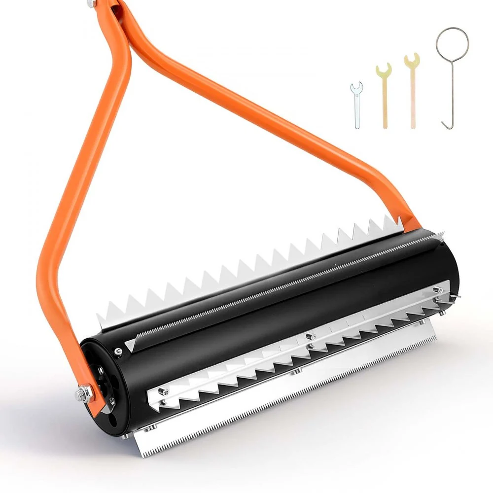 VEVOR Lake Weed Roller, 14.1 ft Stainless Steel Lake & Pond Weed Removal Tool, Muck Razer Aquatic & Sludge Tiller, Rid Roots and Muck Buildup, 6 Preassembled Stainless Steel Blades, 4 Aluminum Handles