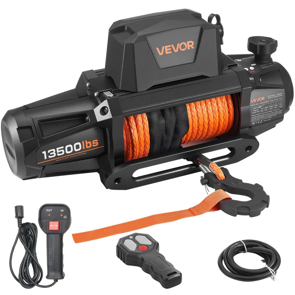 Summer Sale
VEVOR Electric Winch, 13500 lbs Load Capacity, 12V DC Truck Winch with Φ3/8 in x 92 ft Synthetic Rope, Wireless & Wired Remote Control, IP68 Waterproof for Towing Off-Road SUV Jeep Trailer Boat