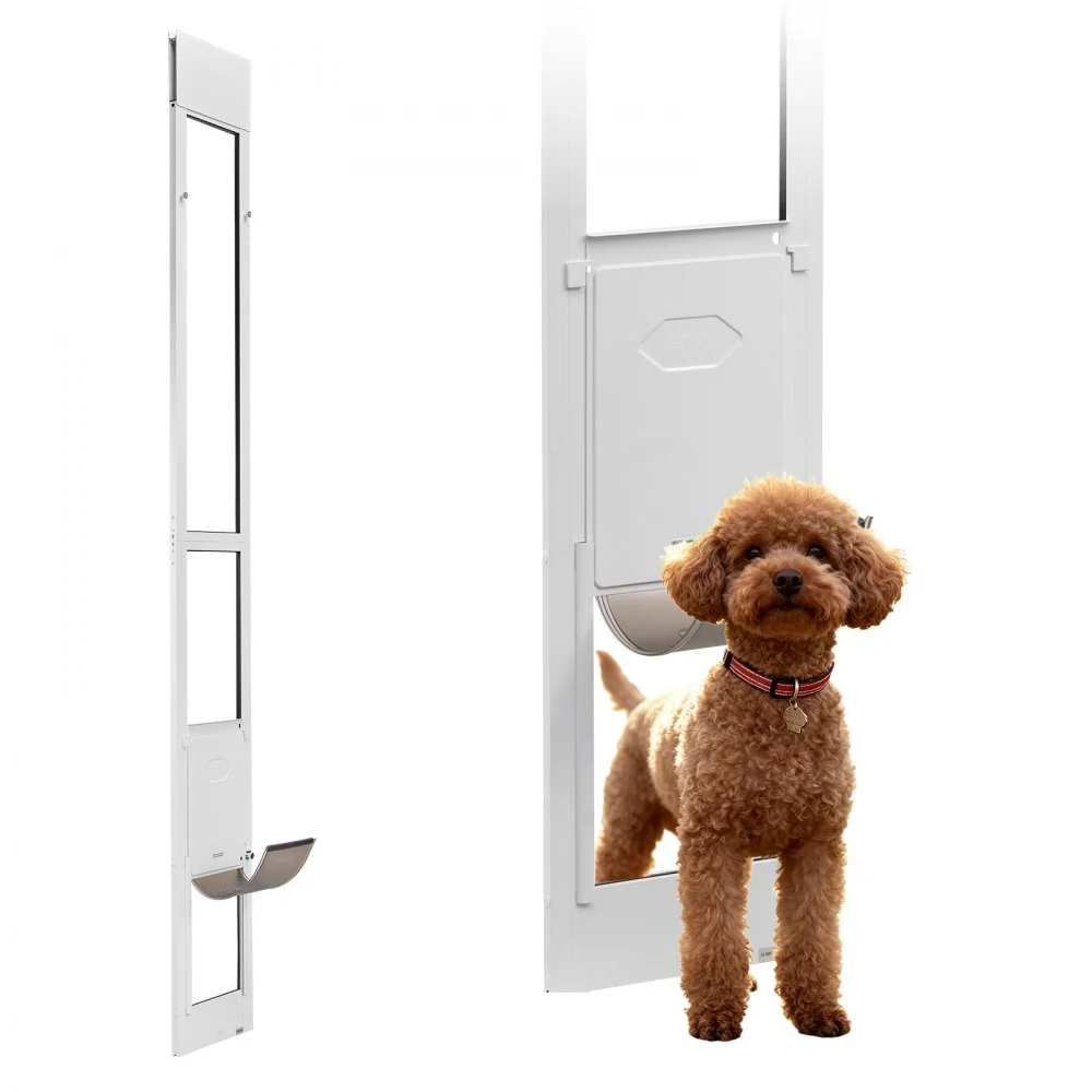 Summer Sale
VEVOR Dog Door for Sliding Glass Door, 91 to 96 in Adjustable Height, Aluminum Alloy Frame with Metal Rotating Hinges, Lock Design, 8 1/4 x 12 1/4 in Flap, Sliding Glass Pet Door for Renters