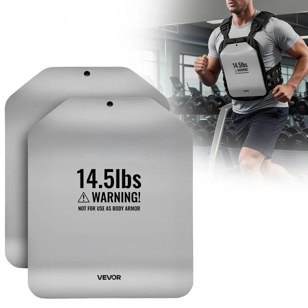 VEVOR Curved Weight Vest Plates, 14.5 LB Pairs, Premium Steel Tactical Weighted Plates for Vest, Ergonomic Design, for Strength Endurance Training, Running, Jogging, Fitness, Heavy Workouts