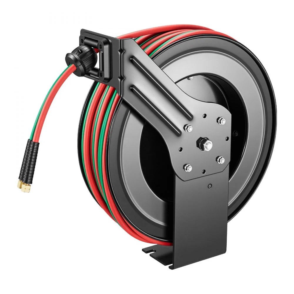 Summer Sale
VEVOR Retractable Welding Hose Reel, 1/4 Inch x 100FT Twin Oxygen Acetylene Rubber Hose Max 300PSI - R Grade, Ceiling/Wall Mount Heavy Duty Steel Hose Reel Auto-Rewind, Ideal for Workshops Garages