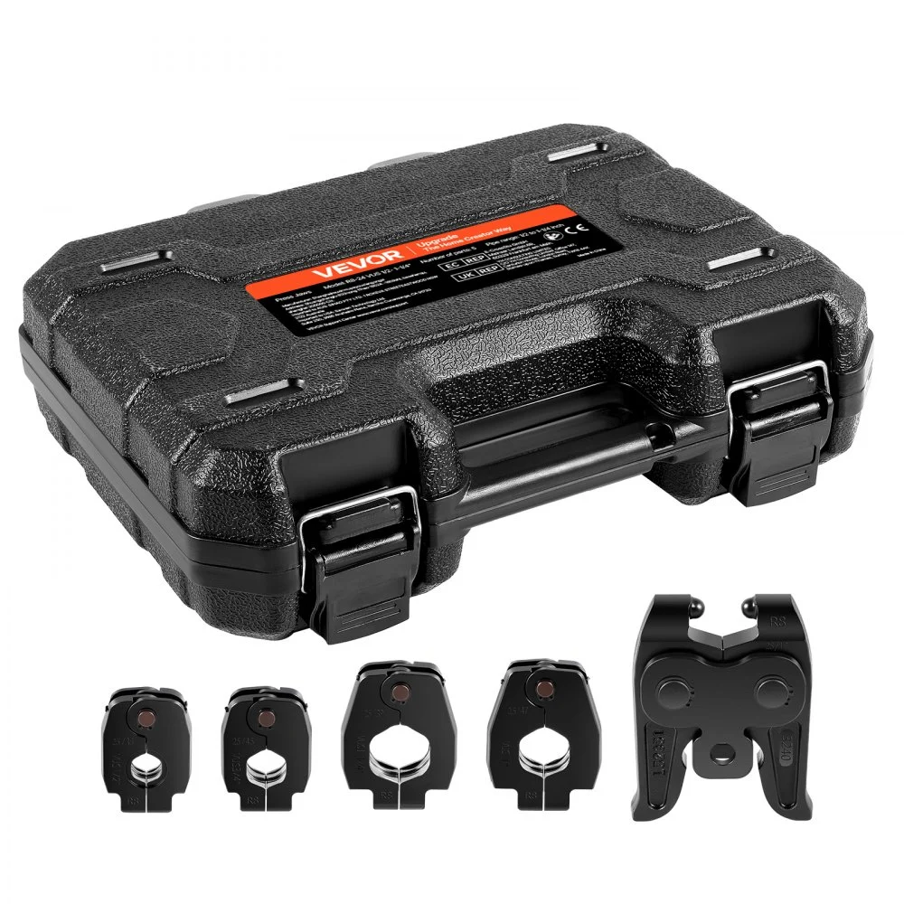 Summer Sale
VEVOR 5PCS VUS Pressing Kit, 4PCS Press Rings (1/2", 3/4", 1", 1-1/4") & R8 Actuator - Compatible with ProPress Copper Pipes, Work with 32KN Standard Press Tools for 180° Operation