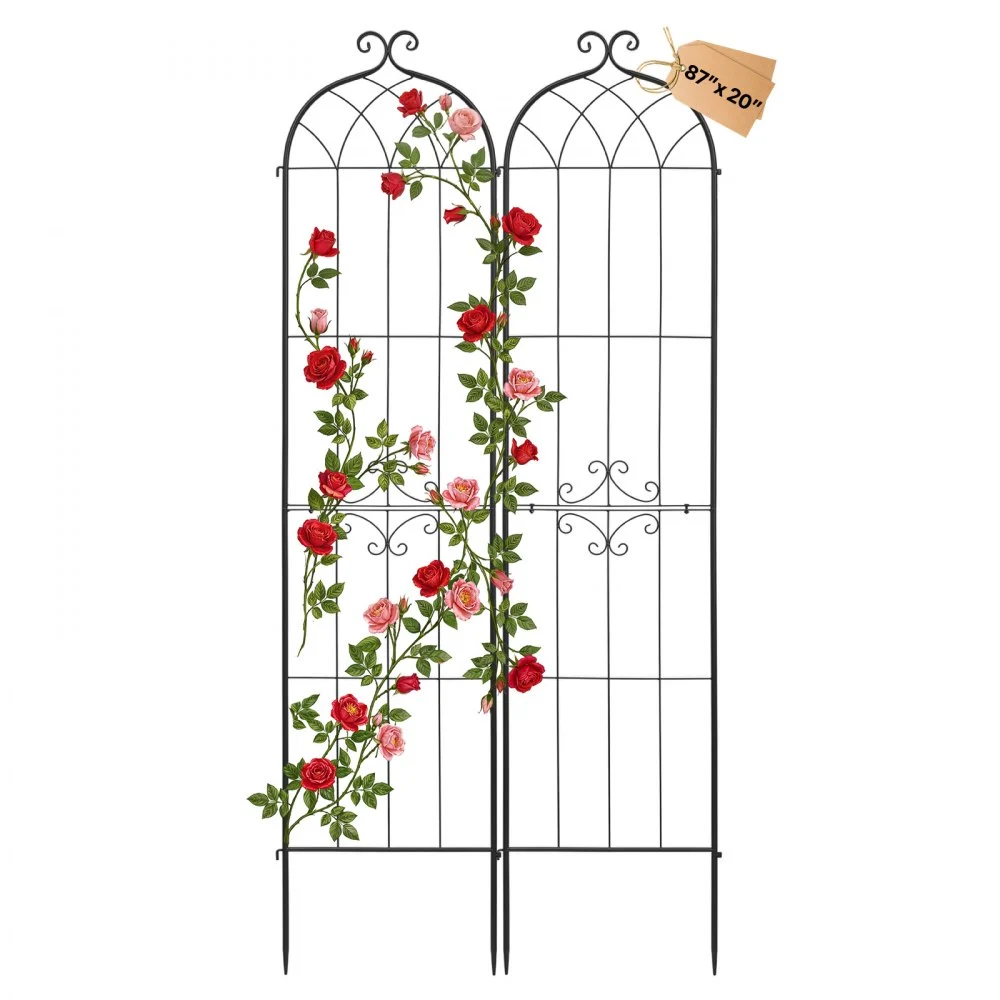 VEVOR Garden Trellis, 87 x 20 inch Rose Trellis, 2 Packs Garden Flower Rose Trellises with Powder-Coated Finish & Convenient Locking Design, Plant Support Trellises for Flowers, Vegetables, Roses