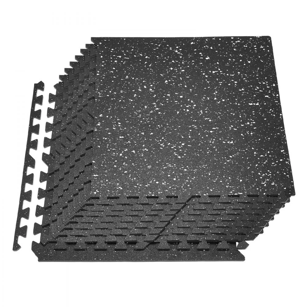 VEVOR Puzzle Exercise Mat, 12 PCS Fitness Equipment Mats, 24 x 24 x 0.4 in, High-Density EVA Foam Mats Set, Interlocking Rubber Soft Tiles, Protective Floor Padding with White Dots for Home Gym Office