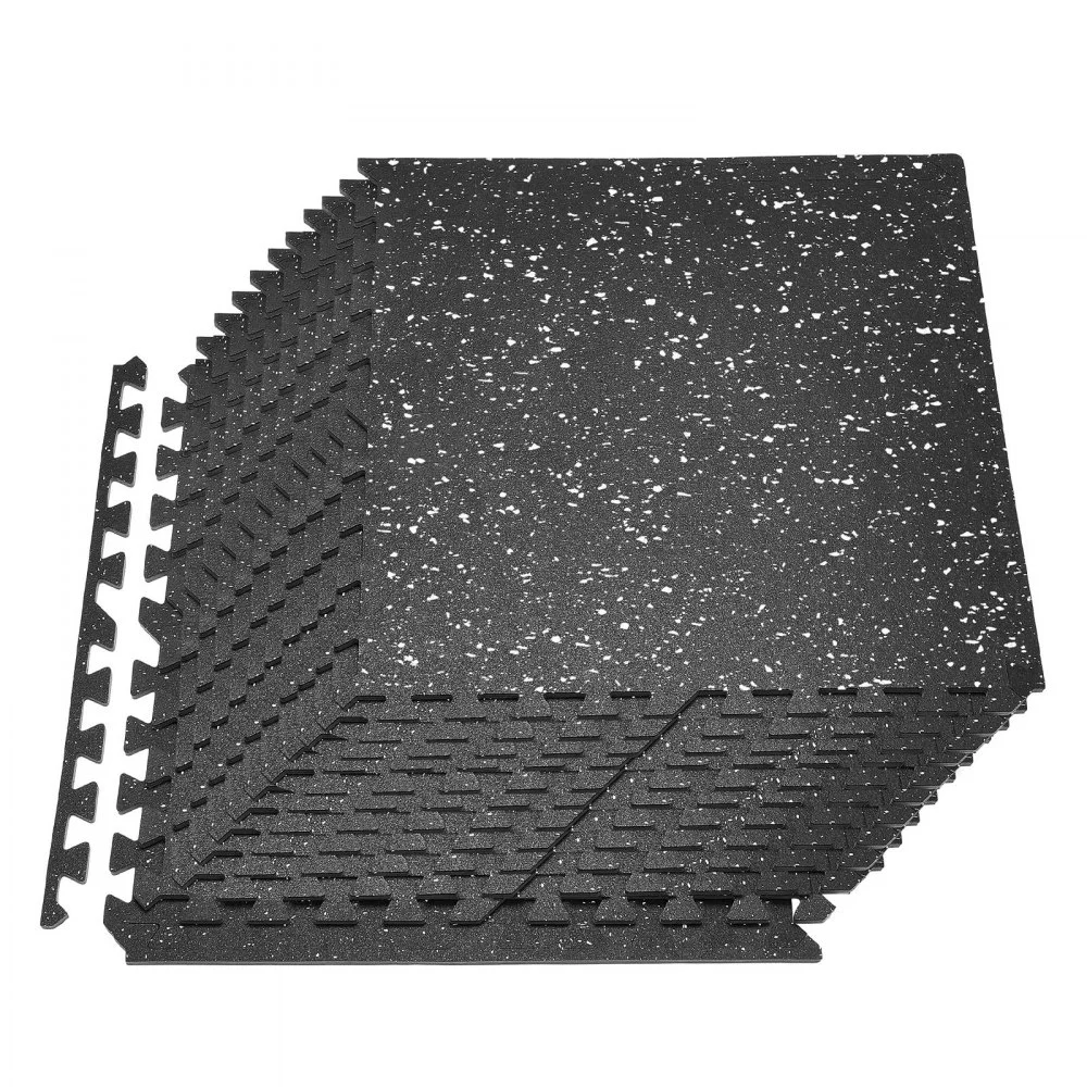 VEVOR Puzzle Exercise Mat, 24 PCS Fitness Equipment Mats, 24 x 24 x 0.4 in, High-Density EVA Foam Mats Set, Interlocking Rubber Soft Tiles, Protective Floor Padding with White Dots for Home Gym Office