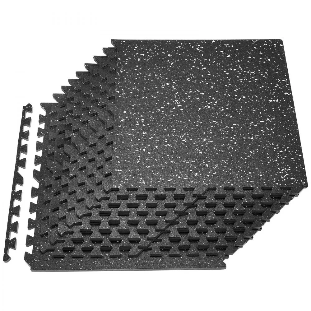 VEVOR Puzzle Exercise Mat, 12 PCS Fitness Equipment Mats, 24 x 24 x 0.56 in, High-Density EVA Foam Mat Set, Interlocking Rubber Soft Tiles, Protective Floor Padding with White Dots for Home Gym Office