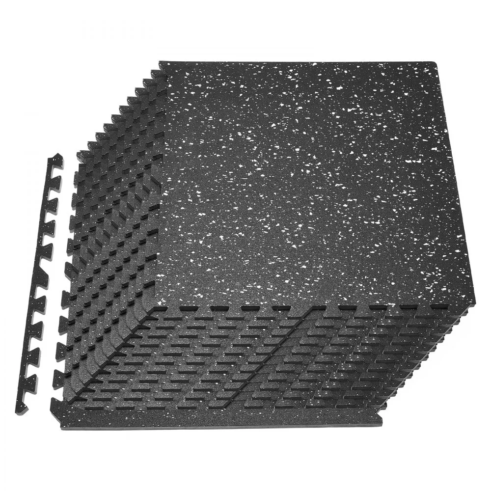 VEVOR Puzzle Exercise Mat, 24 PCS Fitness Equipment Mats, 24 x 24 x 0.56 in, High-Density EVA Foam Mat Set, Interlocking Rubber Soft Tiles, Protective Floor Padding with White Dots for Home Gym Office