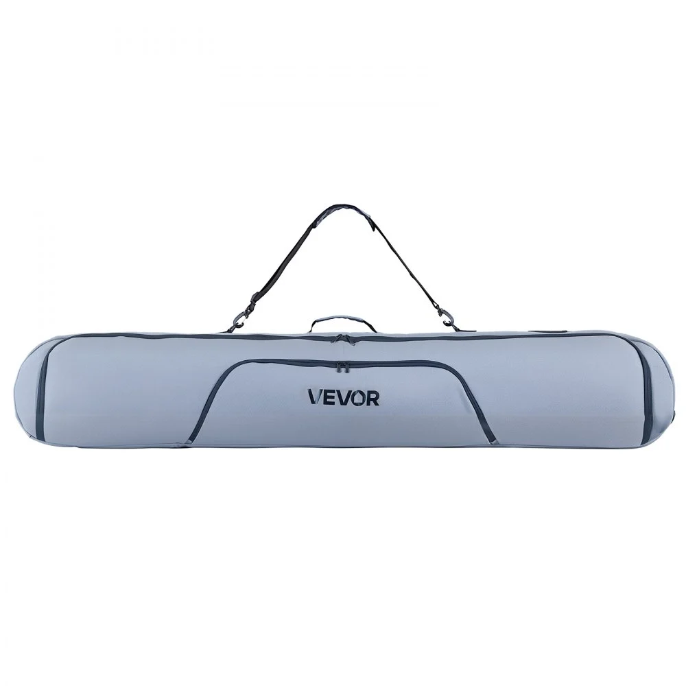 VEVOR Snowboard Bag, Up to 65 in/165 cm, Padded Skis & Snowboards Bag for Air Travel, 600D Waterproof Oxford Fabric, with Adjustable Inner Straps, for Skis Poles Goggles Gloves Helmet Boots (Gray)