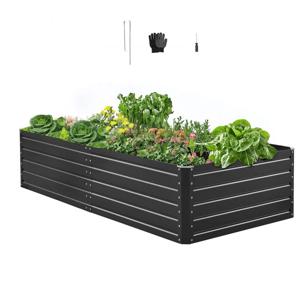 MUST BUY VEVOR Metal Raised Garden Bed, 6.7 x 3 x 1.5 ft Outdoor Galvalume Planter Garden Box, Open Bottom Design, Large Planter Raised Bed for Growing Vegetables, Flowers, Herbs, and Succulents, Gray