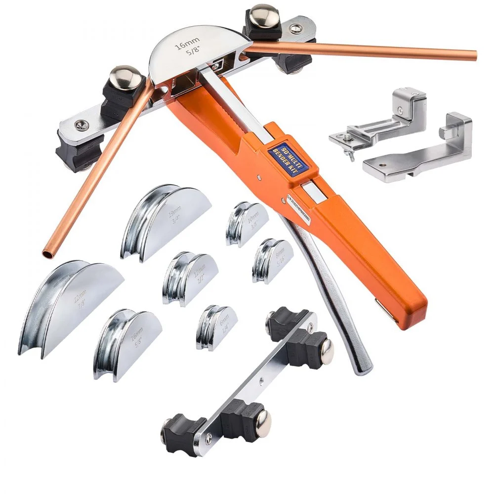 VEVOR Tubing Bender Kit, 1/4 to 7/8 Inch, Compact Ratcheting Tube Pipe Bender, Forward/Reverse Hand Bending Tool, with 7 Aluminium Alloy Dies, for Copper HVAC Air Conditioning Refrigeration Repair