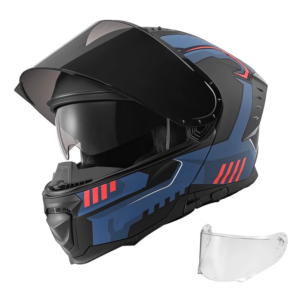 VEVOR Modular Motorcycle Helmet, Flip up Full Face Helmet with Dual Visor, Lightweight Comfortable Adult Motocross Street Bike Helmet for Men and Women - DOT & ECE Approved (M Size)