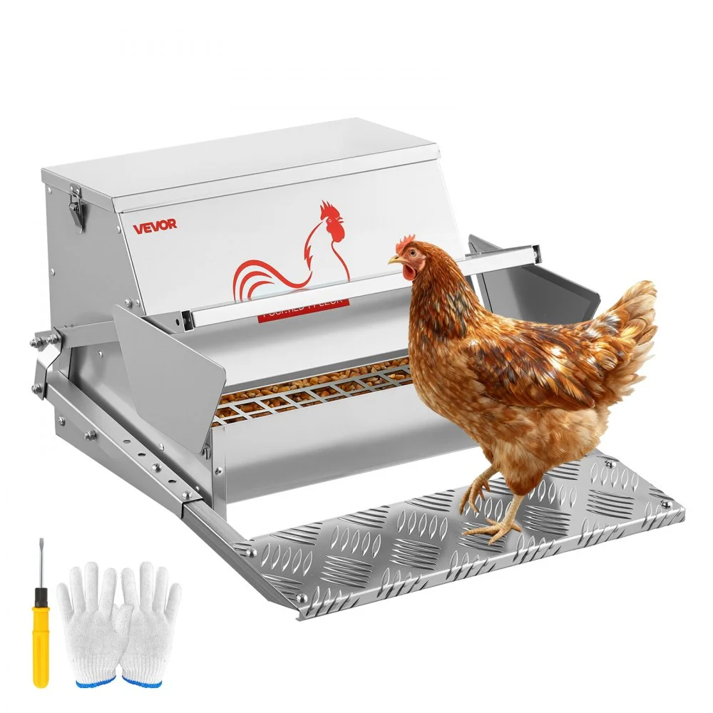 Summer Sale
VEVOR Automatic Chicken Feeder, 25 lbs Capacity, Rainproof Treadle Poultry Feeder with Lockable Lid, No Waste, Galvanized Steel Construction, Outdoor Use, for Chicken, Bantams, Poultry, Pheasants