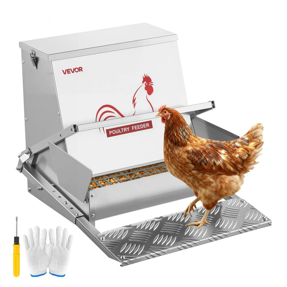 Summer Sale
VEVOR Automatic Chicken Feeder, 40 lbs Capacity, Rainproof Treadle Poultry Feeder with Lockable Lid, No Waste, Galvanized Steel Construction, Outdoor Use, for Chicken, Bantams, Poultry, Pheasants