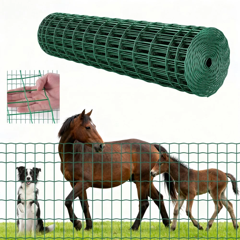 VEVOR Farm Fence, 47 x 984 in, 2 x 4 in Mesh 2.1mm Galvanized Steel Wire Fencing for Cattle, Hog & Sheep, Heavy Duty Vinyl Coated Livestock Fence for Animal Enclosures, Cage Wire, Garden Fences, Green