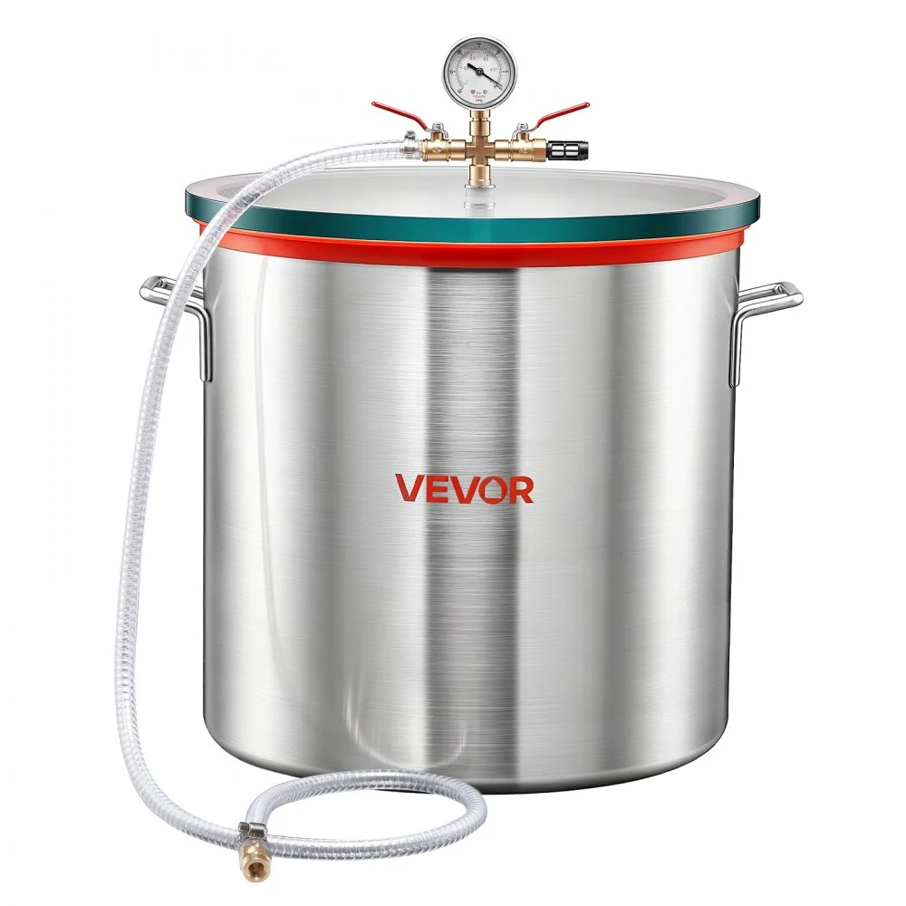 VEVOR 15 Gallon Vacuum Chamber, Aluminum Alloy, Vacuum Degassing Chamber with Tempered Glass Lid, Hose, Air Filter, for Resin Casting, Stabilizing Wood, Degassing Silicone, Epoxies, Essential Oils