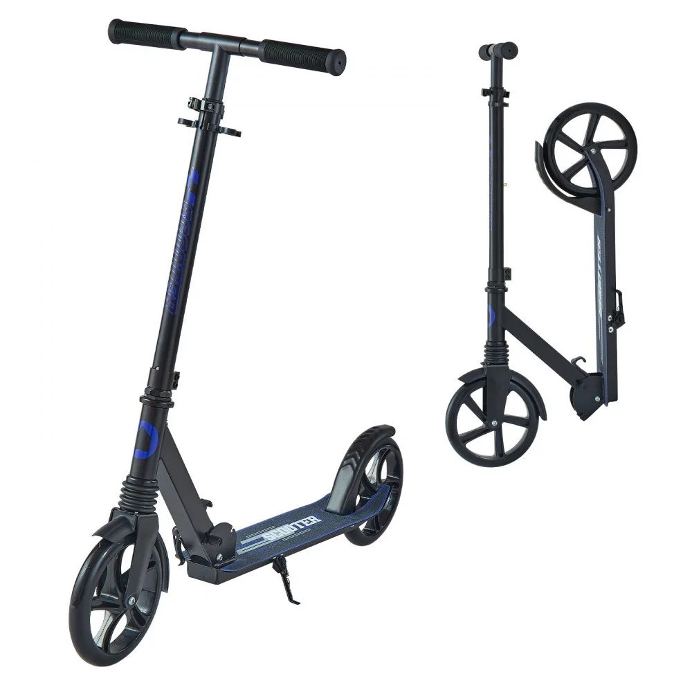 VEVOR Kick Scooter for Kids Ages 8+, Teens & Adults, 2-Wheel Toddler Scooter with Adjustable Height Handlebar, Wide Anti-Slip Deck, Foldable Lightweight for Boys & Girls up to 220 lbs, Black + Purple
