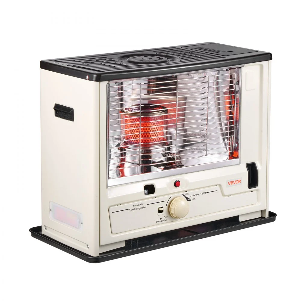 VEVOR 10000 BTU Indoor & Outdoor Kerosene Heater, Portable Space Heater with Auto Shut-Off & Adjustable Flame & Tip-Over, for Home, Garage, Basement, Camping, Workshop and Emergency,Black