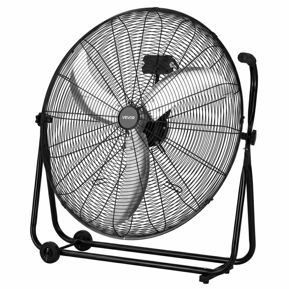 VEVOR Industrial Shop Fan, 30 Inch Floor Drum Fan, High Velocity 12000 CFM, Heavy Duty Aluminum Blades, 3 Speeds, 360 Degree Tilt, Ideal for Commercial, Garage, Warehouse, Basement, Workshop, Black