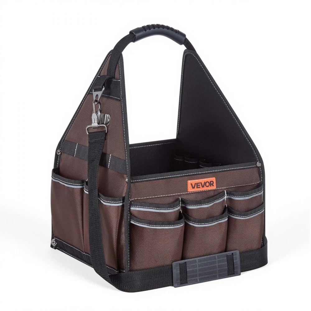 VEVOR Tool Bag, 13 Inch, 45-Pocket Open Top Tool Tote, Electrical Maintenance Toolbox Organizer Storage with Handle, Adjustable Shoulder Strap, Portable Toolbag, for Professionals DIY & Jobsite Use