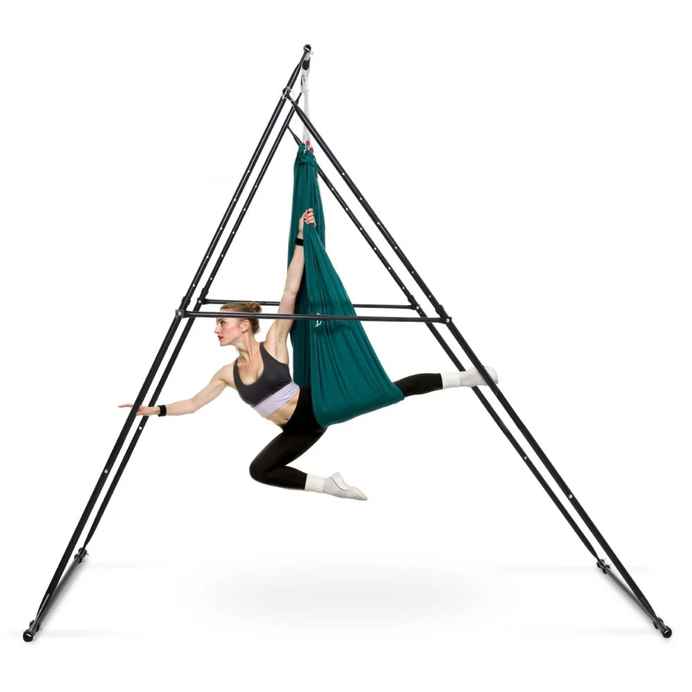 VEVOR Yoga Stand Frame, Max 440.9 lbs Load Swing Stand, Triangular Structure Pull Up Stands, Aerial Silk Stands with EVA Foam & 6.6-yard Yoga Hammock, 4-Level Horizontal & 6-Level Vertical Adjustment