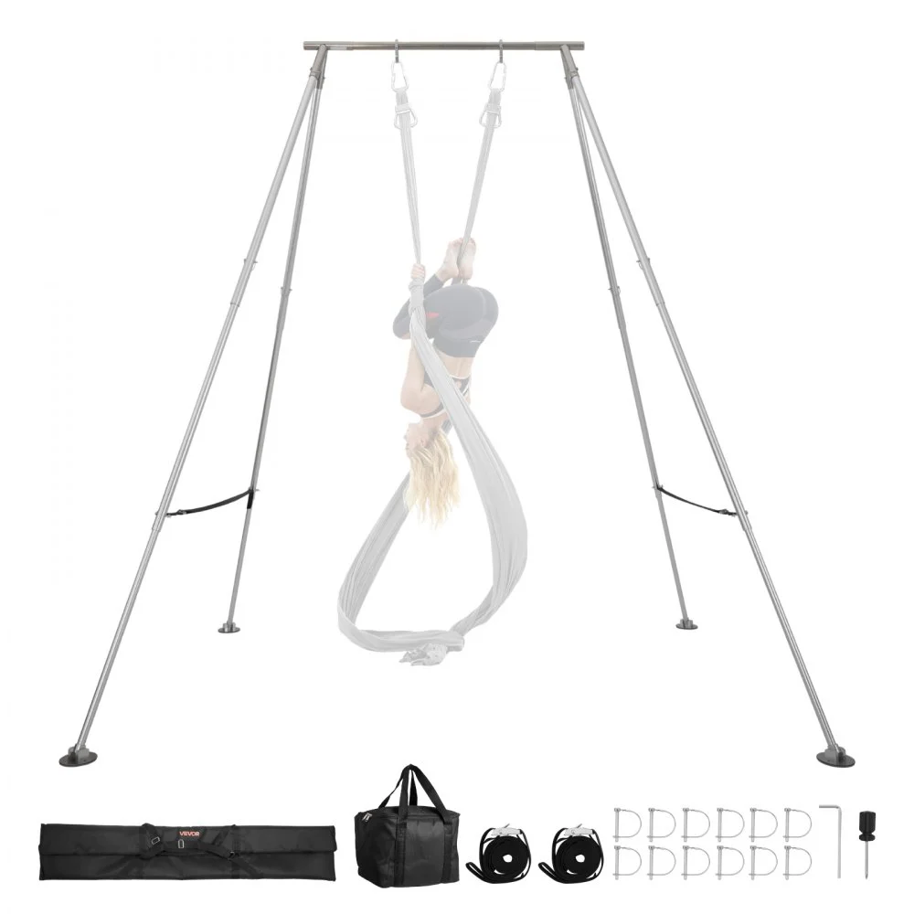 Summer Sale
VEVOR Yoga Stand Frame, Max 310 lbs Load Swing Stand, Triangular Structure Pull Up Stands, Aerial Silk Stands with Height Adjustable & Aluminum Frame Legs, Stainless Steel Top Bar