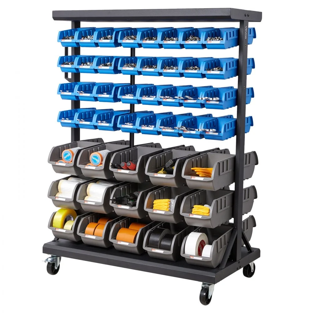 Summer Sale
VEVOR 7-Tier Double-Sided Rolling Bin Storage Rack, 94 Plastic Bins, Dual-Sided Parts Organizer with Wheels, Mobile Tool Organizer for Garage, Warehouse, Office, Restaurant, Classroom, Kitchen