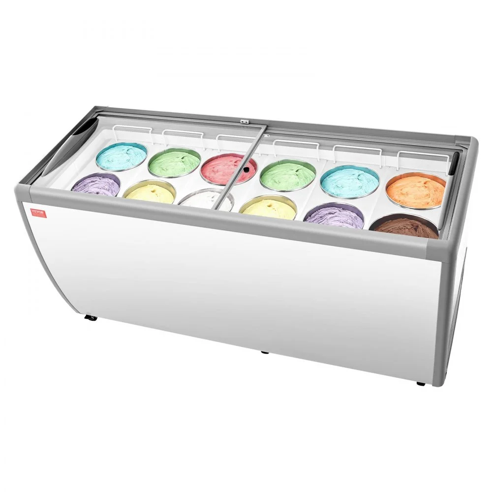 Summer Sale
VEVOR Commercial Ice Cream Display Case, 20 Cu.ft Chest Freezer, Restaurant Gelato Dipping Cabinet Top Deep Freezer with Locking Casters, Sliding Glass Door, LED Lighting, Hold 12 Ice Cream Tubs