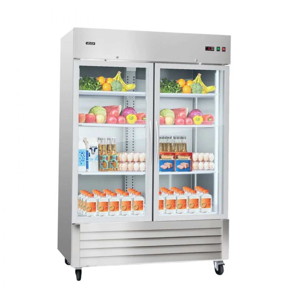 Summer Sale
VEVOR Commercial Refrigerator, 32.2 in Width Reach In Upright Refrigeration Double Glass Door, 43.2 Cu.ft Auto-Defrost Stainless Steel Refrigerator with 8 Adjustable Shelves, 32 to 50℉ Temp Range