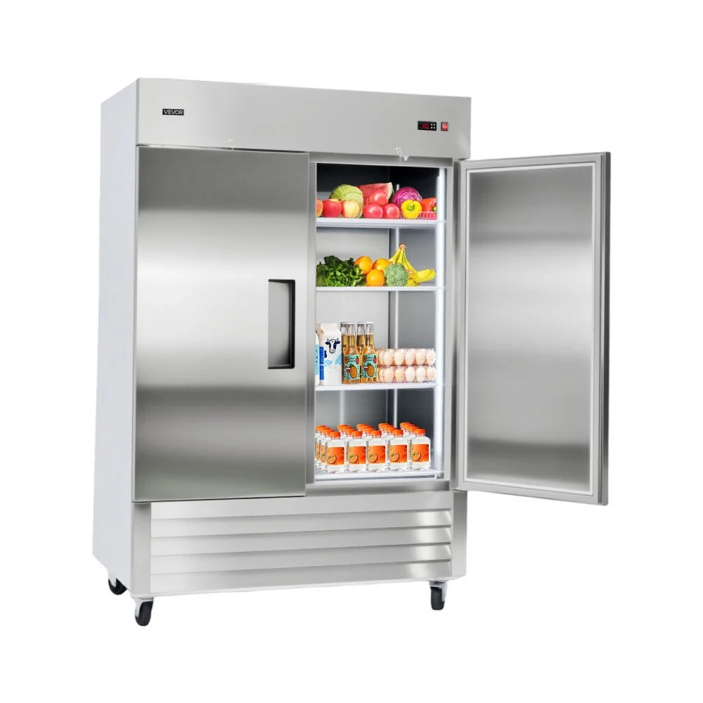 Summer Sale
VEVOR Commercial Refrigerator, 32.2 in Width Reach In Upright Refrigeration Double Door, 43.2 Cu.ft Auto-Defrost Stainless Steel Refrigerator with 8 Adjustable Shelves, 32 to 50℉ Temp Range, 4 Wheels