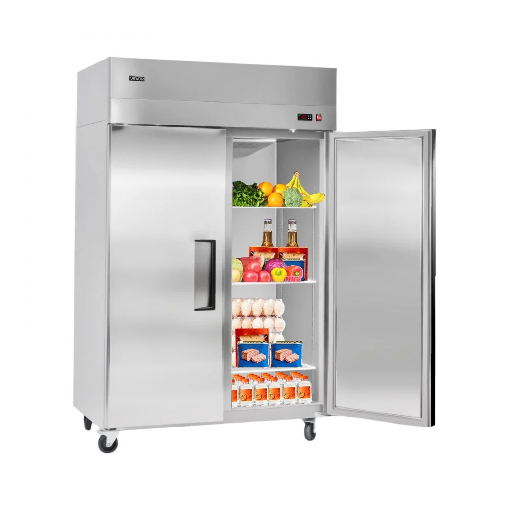 Summer Sale
VEVOR Commercial Refrigerator, 31.89 in Width Reach In Upright Refrigeration Double Door, 32.1 Cu.ft Auto-Defrost Stainless Steel Refrigerator with 8 Adjustable Shelves, 32 to 50℉ Temp Range, 4 Wheels