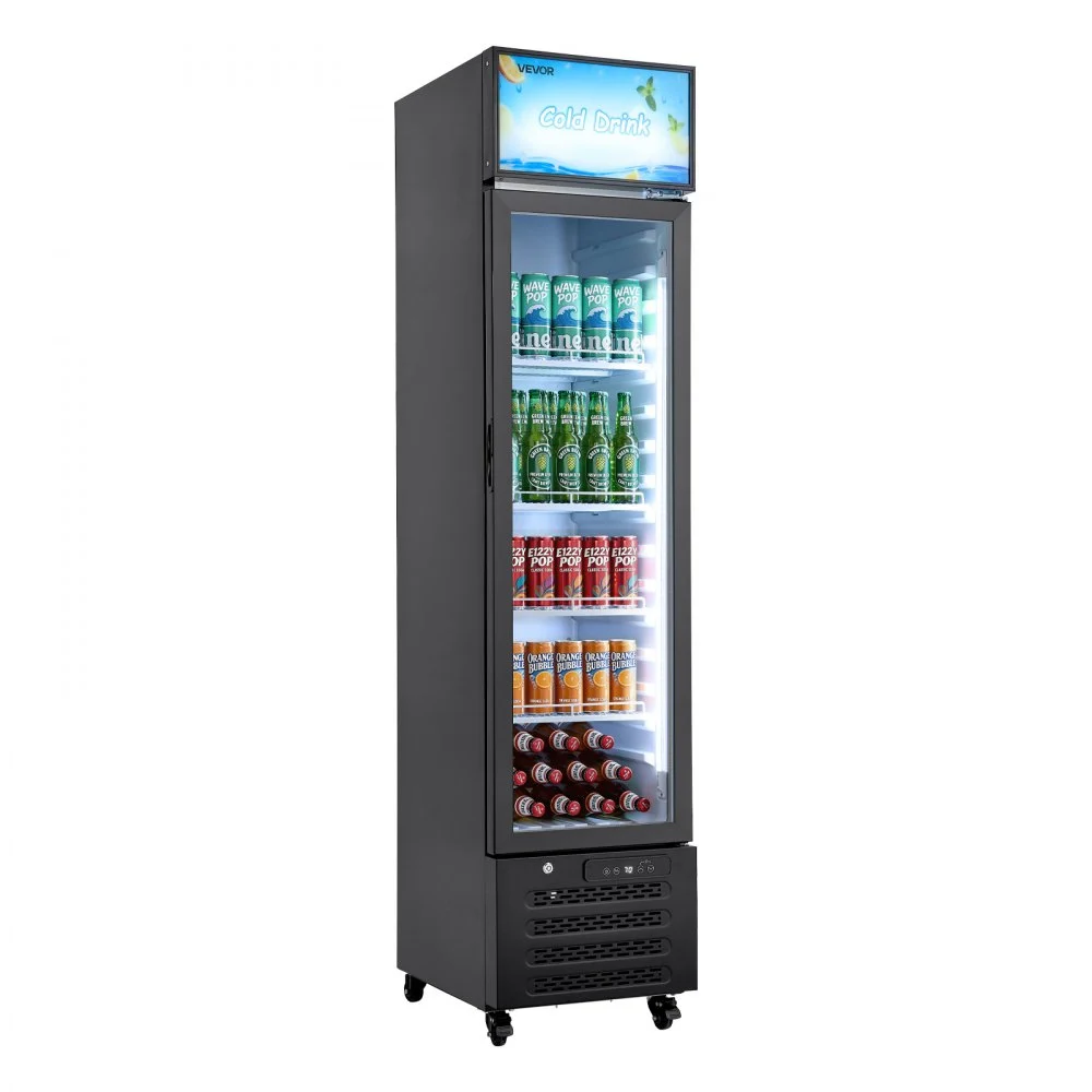 Summer Sale
VEVOR Commercial Merchandiser Refrigerator, 7.5 Cu.Ft / 213 L Glass Door Display Refrigerator, Upright Beverage Cooler with Customizable Lightbox, 4 Adjustable Shelves & Soft LED Light for Homes Shops