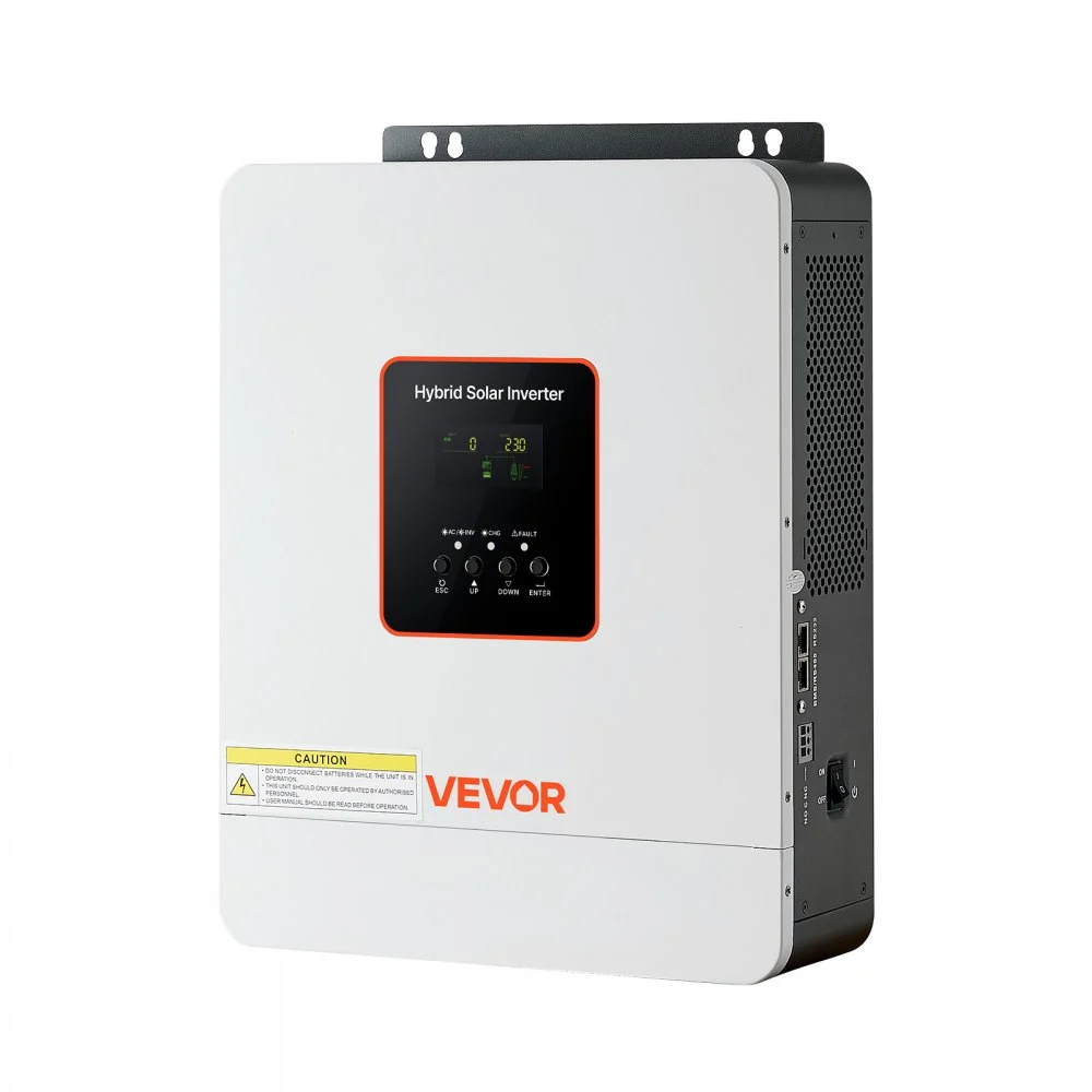 VEVOR 3000W Hybrid Solar Inverter, 24V DC to 230V AC, Pure Sine Wave Power Inverter, Built-in 80A MPPT Solar Controller, Compatible with Lead Acid Lithium Battery, for Home, Camper, Off-Grid