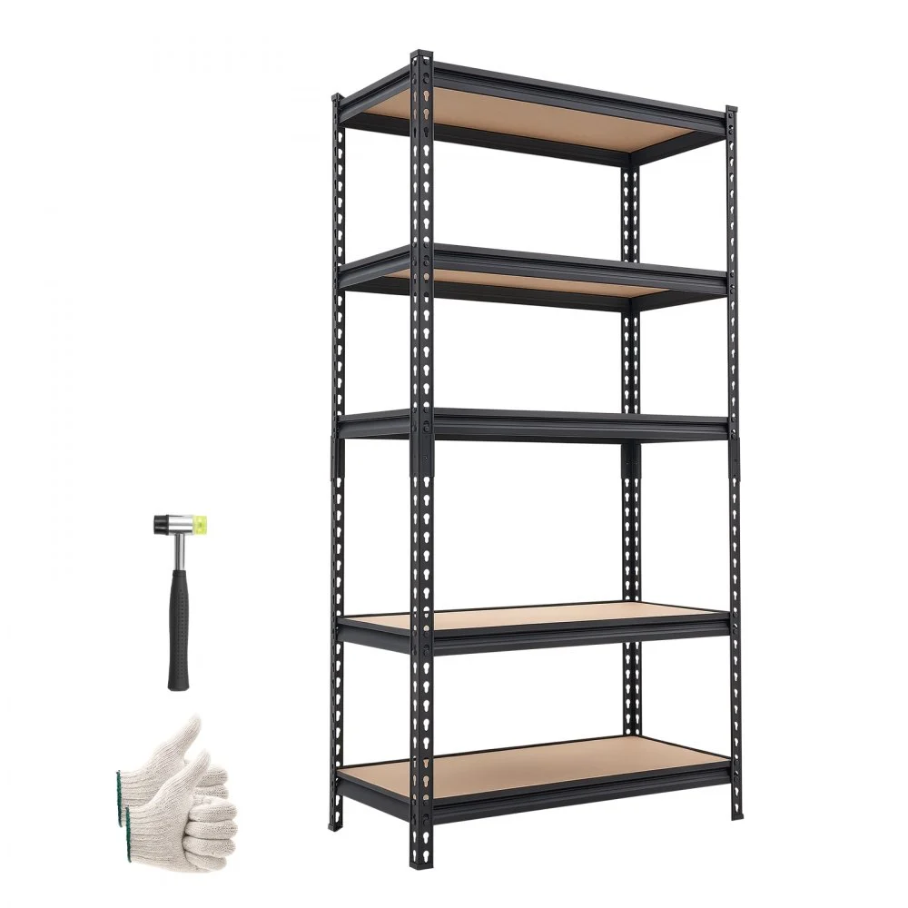 VEVOR Storage Shelves, 5-Tier Adjustable, 2000 lbs Capacity, Heavy Duty Garage Storage Shelving Unit, Metal Utility Rack Shelf, for Kitchen Pantry Basement Bathroom, 32.36" W x 16.34" D x 62.76" H