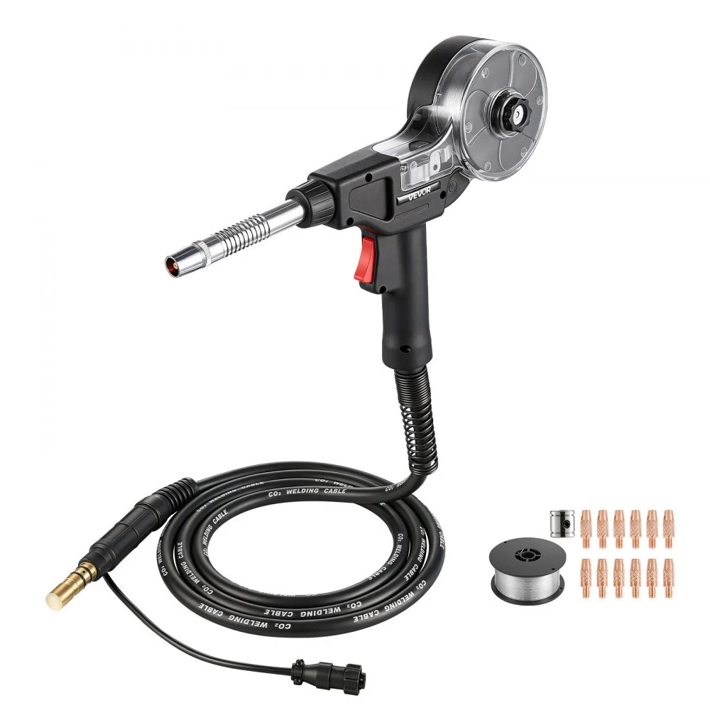 VEVOR 135Amp Spool Gun with 10FT Cable, Replacement for Miller Spoolmate 100 - with 11PCS Mig Welding Contact Tips & ER4043 0.035" Aluminum Mig Welding Wire