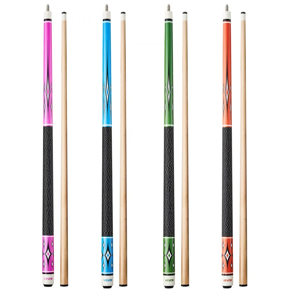 VEVOR Pool Cue, 4 Pieces Pool Stick, 58 inch Canadian Maple Wood Billiard Pools Stick with ABS Connection Ring, Cues Sticks for Professional Pool Table, Bar, Home, Office, 18 oz, 19 oz, 20 oz, 21 oz