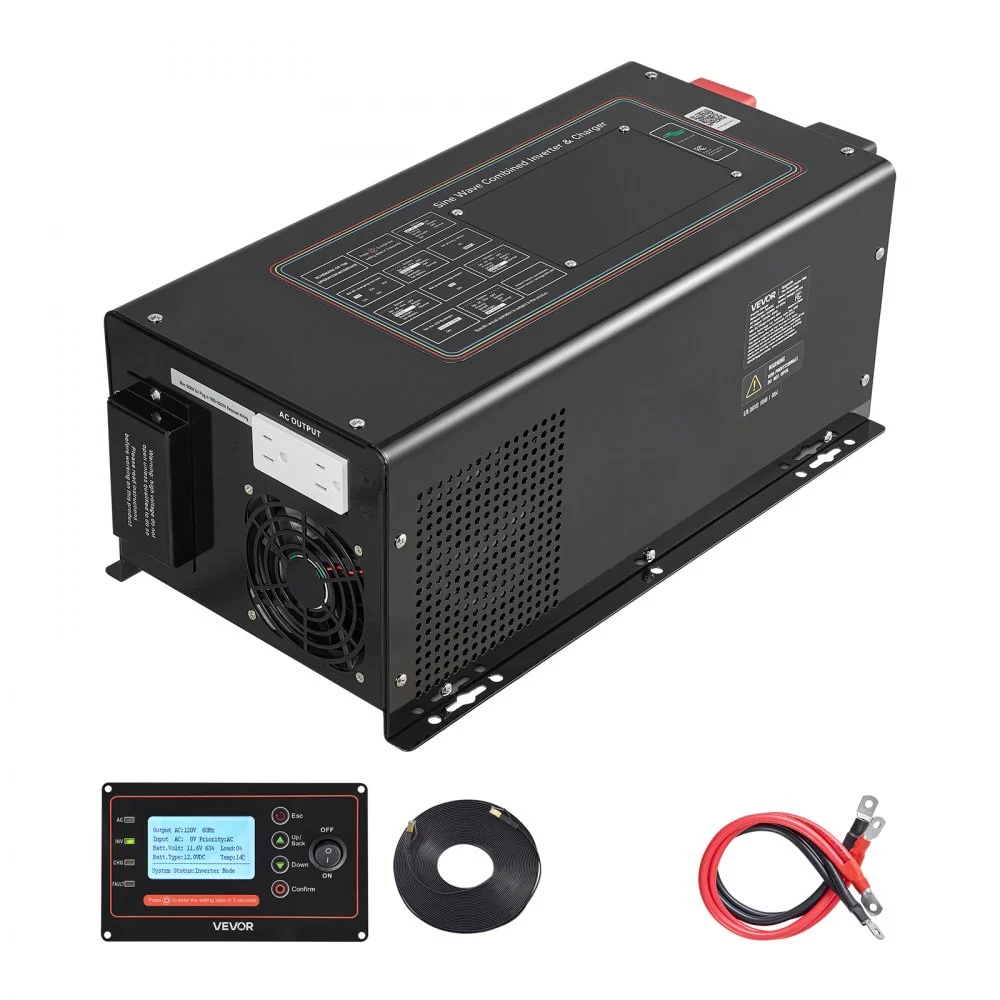 Summer Sale
VEVOR Pure Sine Wave Inverter Charger, 3000W, DC 12V to AC 120V Power Inverter with LCD Display, Remote Control, Low Frequency, for RV Camper Home, Compatible with 12V LiFePO4 and Lithium Batteries