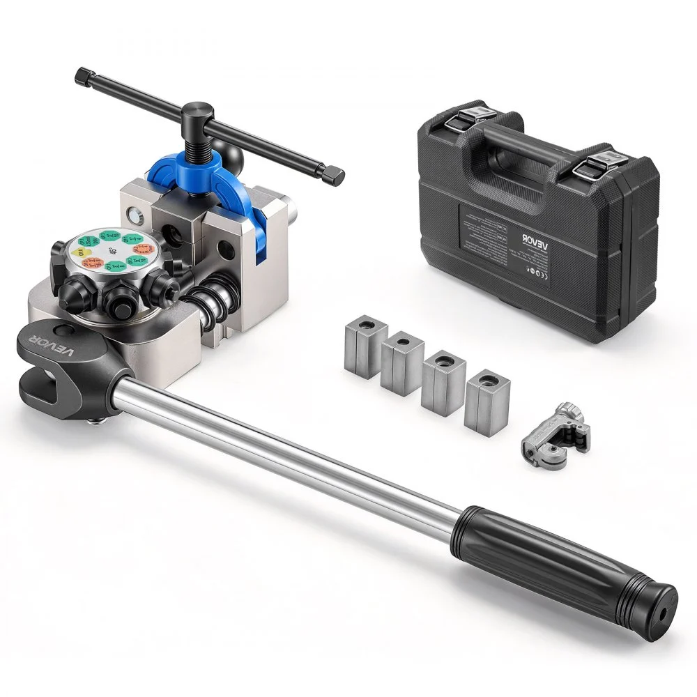 VEVOR Professional Brake Line Flaring Tool, 45 Degree Double Flare Bubble Flare Tool Kit for 3/16", 1/4", 5/16", 3/8" Copper Aluminum Thin Steel Tubes