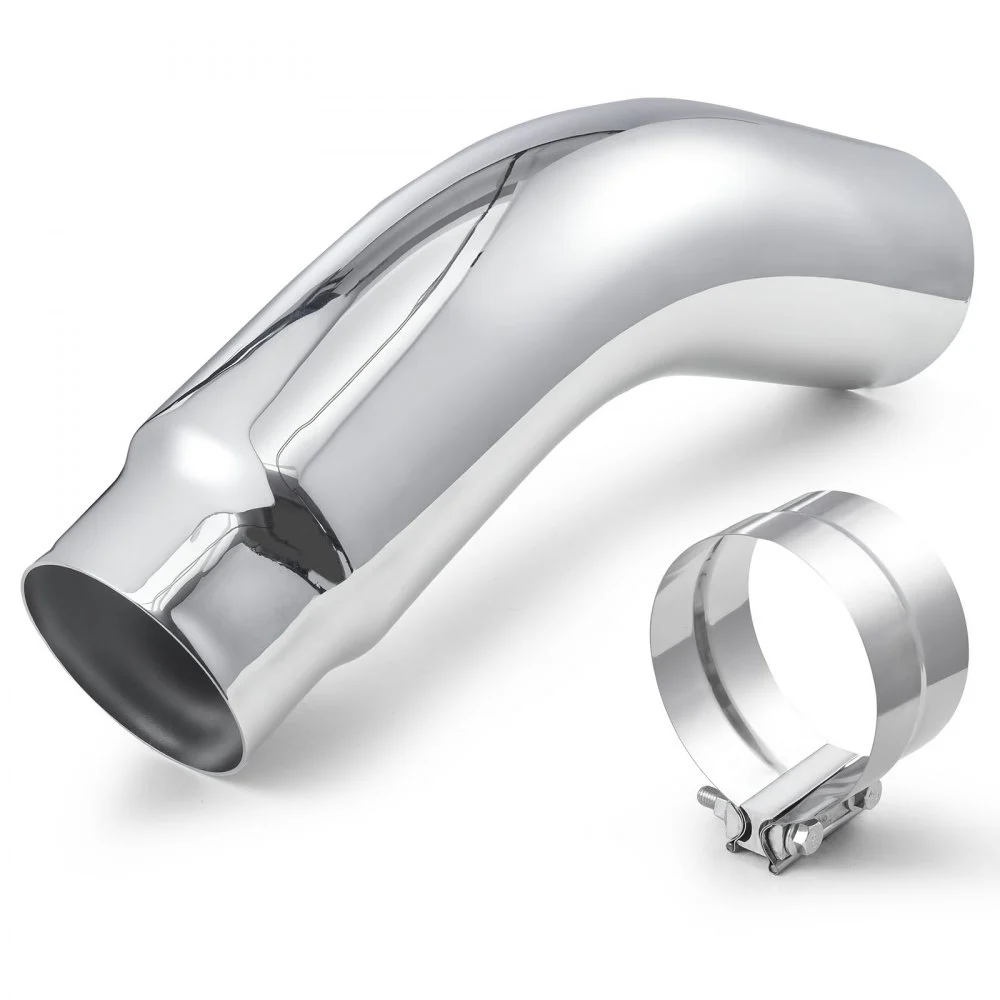 VEVOR Elbow Exhaust Tip, 5 Inch Inlet, 6 Inch Outlet, 23 in Overall Length, Chrome Turn Down Exhaust Tip with Clamp for Truck, Sedan, Sports Car, SUV, Chrome Structure for High Temperature Resistance