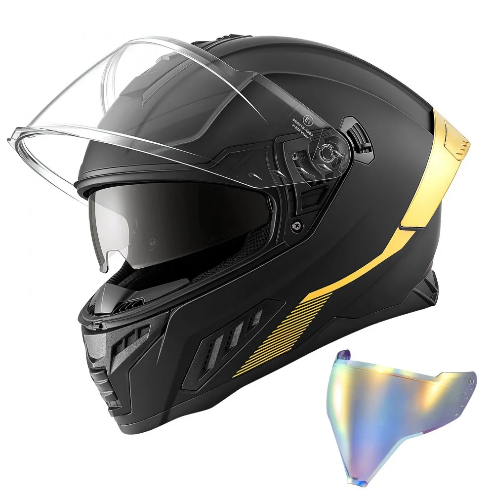 VEVOR Full Face Motorcycle Helmets, Dual-Visor Motorcycle Street Bike Helmet, Lightweight Comfortable Motocross Dirt Bike Helmet for Adults Men and Women - DOT & ECE Approved (L Size)