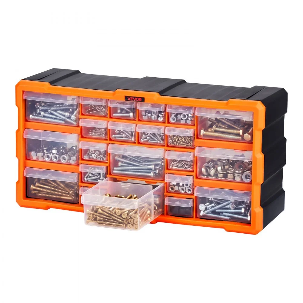 VEVOR 22-Drawer Storage Organizer, Plastic, Drawer Storage Cabinet for Garage Organization, Stackable Small Parts Organizer, Wall-Mounted Toolbox, for Hardware, Beads, Screws, Crafts, Building Bricks