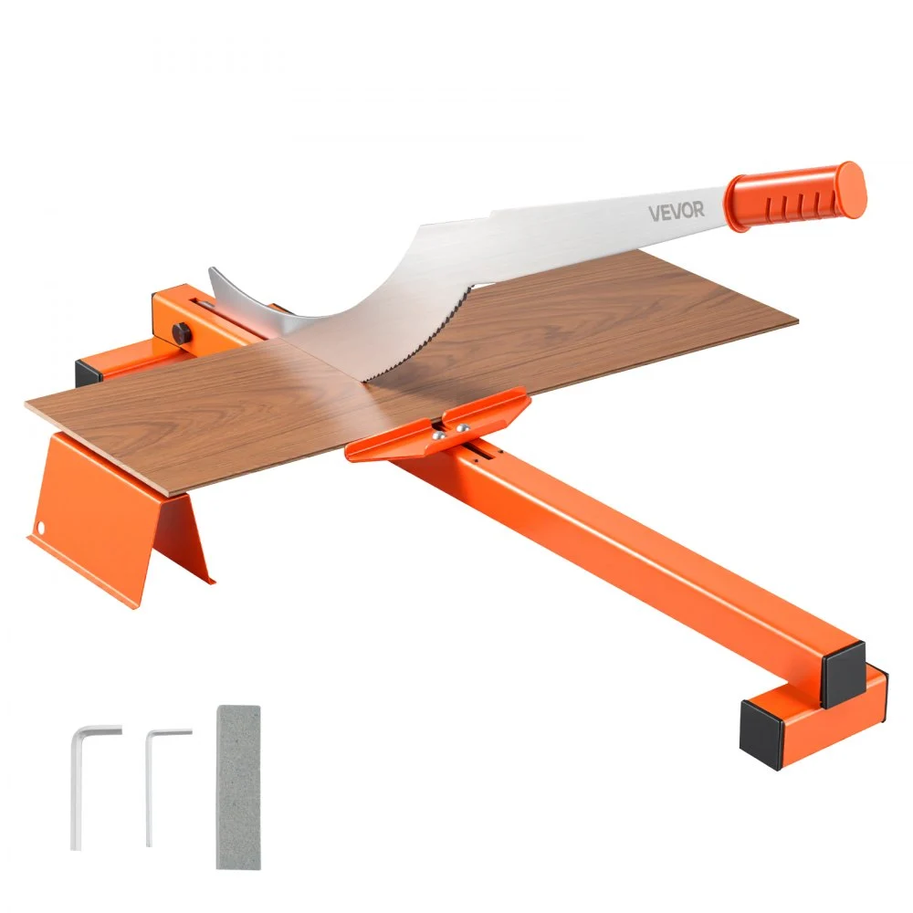 VEVOR 12 inch Vinyl Floor Cutter, 10mm Thick Laminate Flooring Cutter with Cutting Angle Guide, Rubber Handle, Honing Stone, D2 Steel Blade for Cutting Laminate, Vinyl, Home Renovation