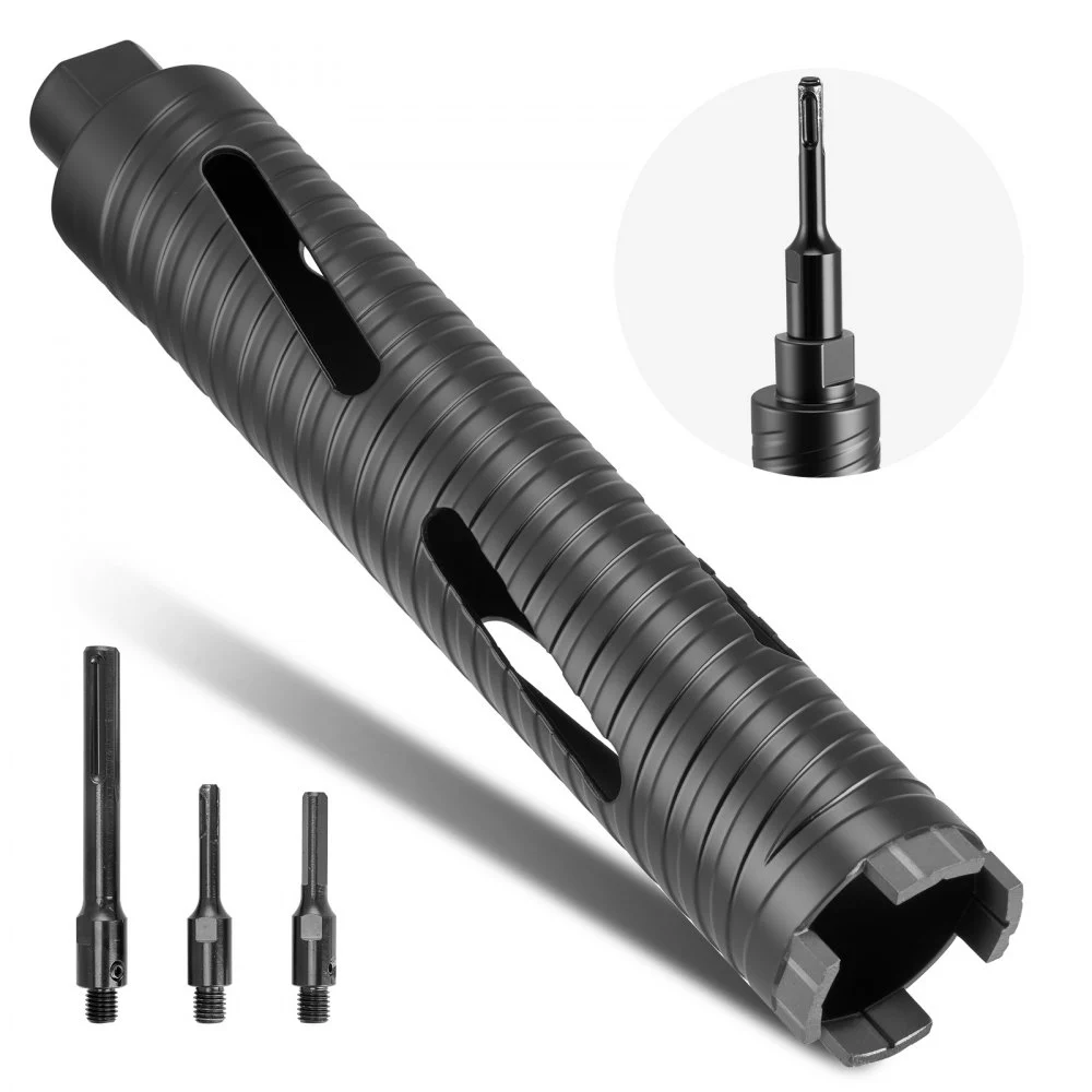 Clearance
VEVOR Core Drill Bit, 2 inch Diameter, 9-1/2 inch Drilling Depth, 5/8-11 Internal Thread, Diamond Dry Coring Bit with 3 Adapters, Pilot Drill and Hex Wrench, for Concrete, Red Bricks, and Masonry