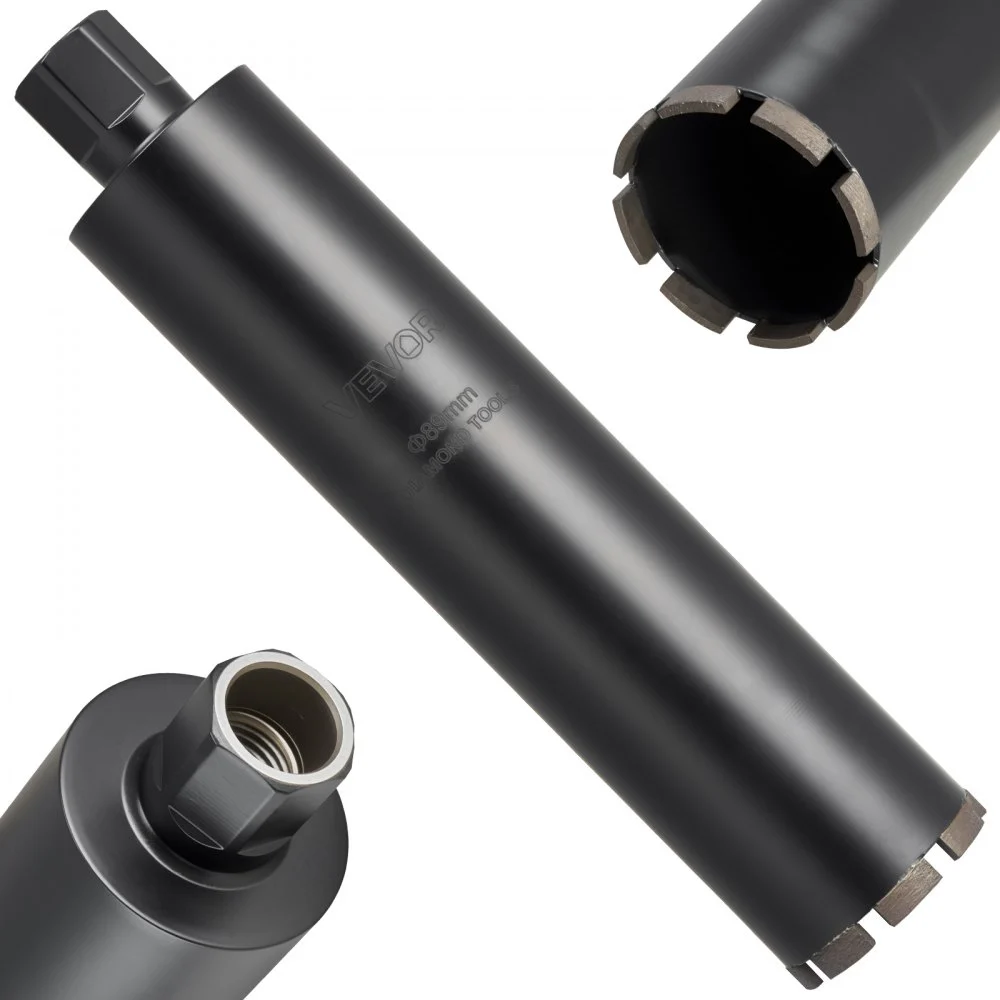 VEVOR Core Drill Bit, 3-1/2 inch Diameter, 14 inch Drilling Depth, 1-1/4 in-7 Internal Thread, High-Precision Welding Technology, Wet Diamond Core Bit for Reinforced Concrete, Bricks, and Masonry