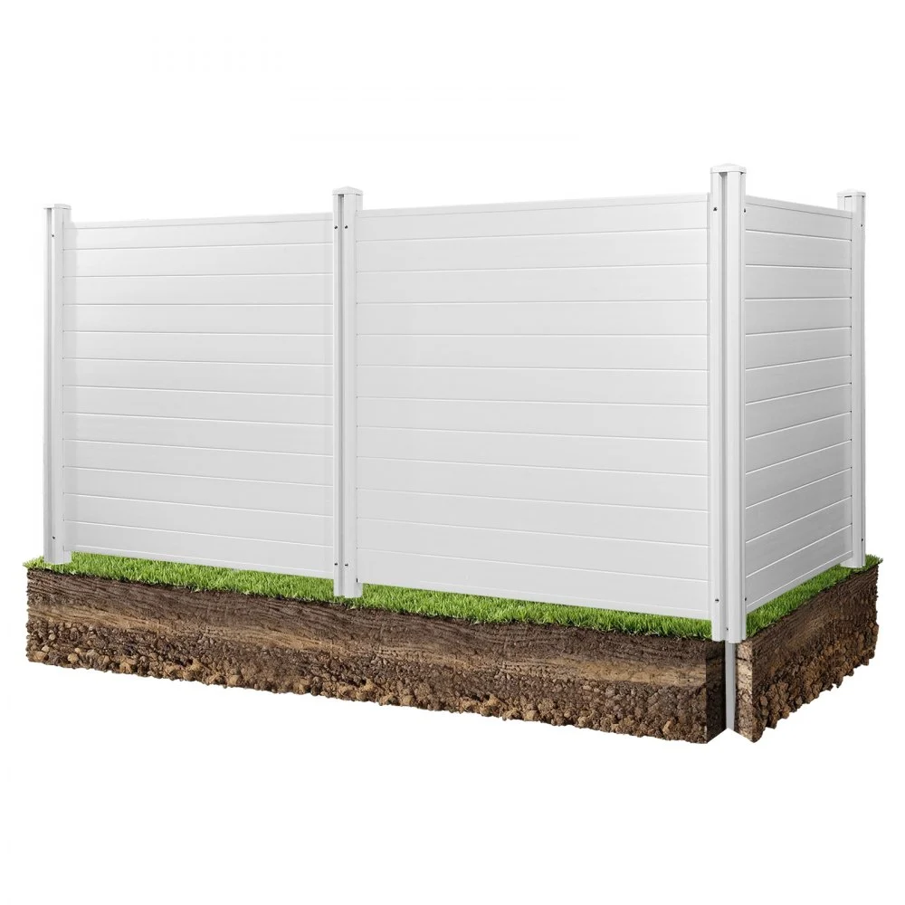 Summer Sale
VEVOR 3 Panels Outdoor Privacy Screen, 50 x 50 in Air Conditioner Fence with 27.6 in Ground Stakes, Pool Equipment Enclosure, Horizontal Vinyl Privacy Fence, Ideal for Trash Can and A/C Units, White
