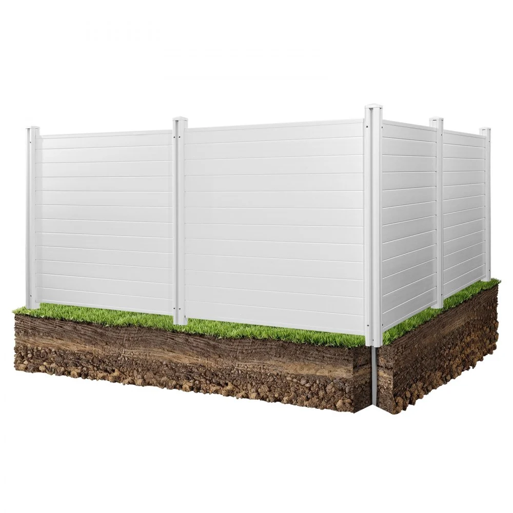 Summer Sale
VEVOR 4 Panels Outdoor Privacy Screen, 50 x 50 in Air Conditioner Fence with 27.6 in Ground Stakes, Pool Equipment Enclosure, Horizontal Vinyl Privacy Fence, Ideal for Trash Can and A/C Units, White
